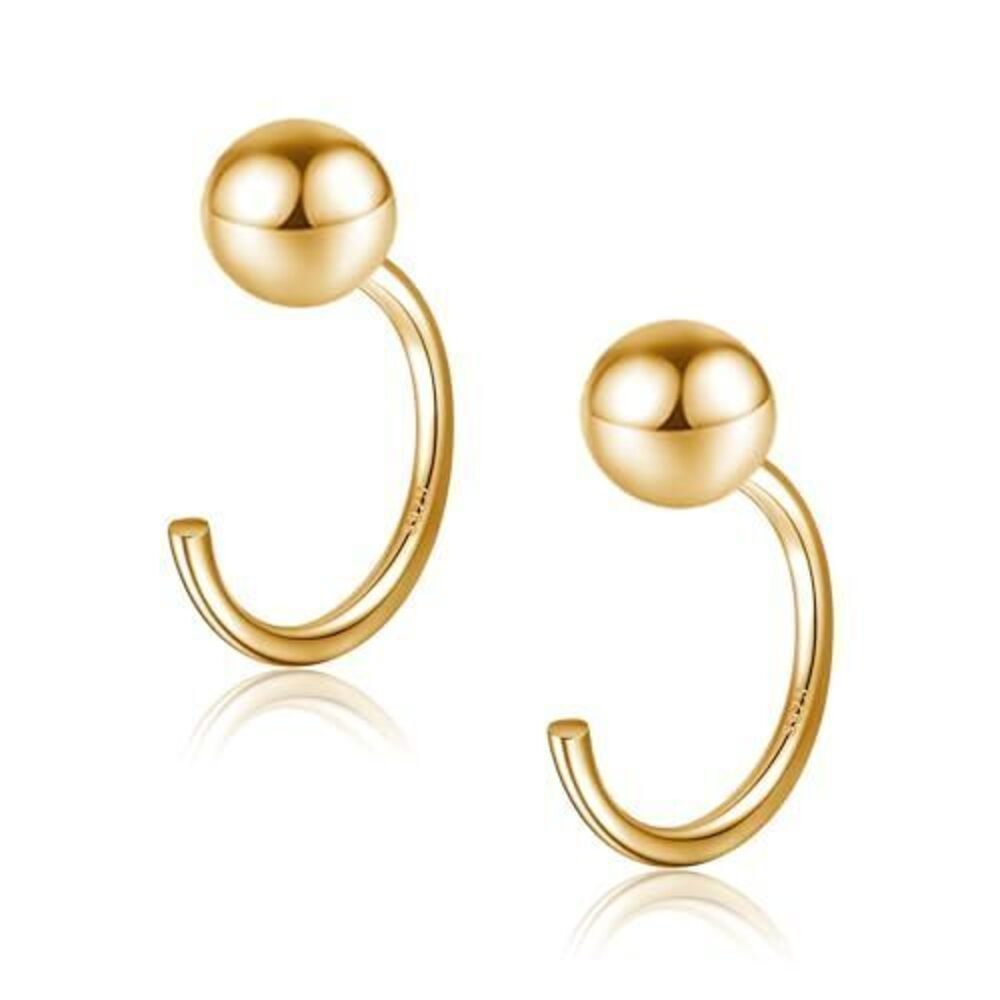 4322 4mm Half Hoop Earrings 18K Gold Plated 925 Sterling Silver Ball